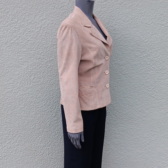 UNIFORM by JOHN PAUL RICHARD LADIES GENUINE SUEDE/LEATHER (3) BUTTON JACKET - Picture 5 of 17